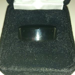 Men's black tungsten ring