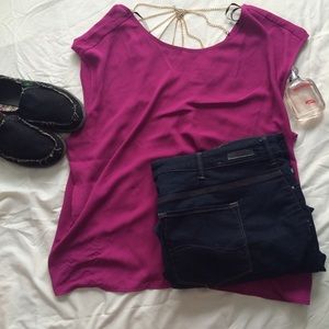 Magenta silky shirt