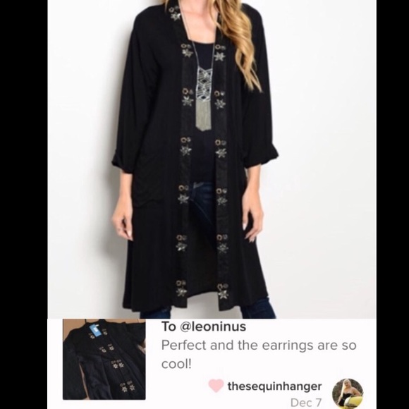 🚨LAST ONE🚨Black Embellished Duster - Picture 2 of 4