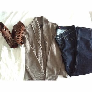 Beige Cardigan Sweater Top