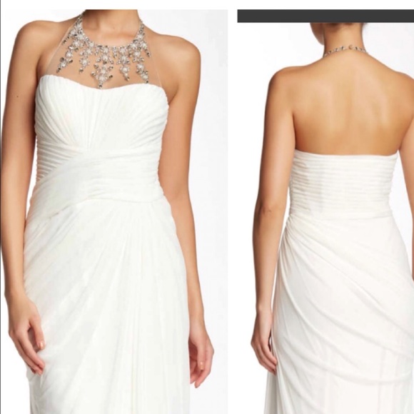 Adrianna Papell Jeweled Halter Gown