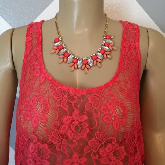 Coral lace top! - Picture 3 of 4