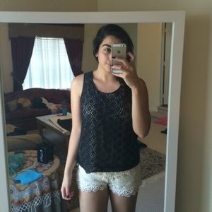 Navy and Creme Lace Top J.Crew