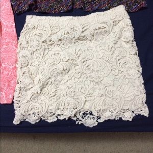 Wet seal cream crochet overlay knit mini skirt