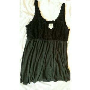 Free People Grey & Black Empire Waist Tank Top