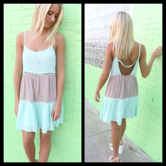 Pastel Girly Blue and Pink Tank Dress - Picture 2 of 2