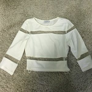 NWOT Tobi Ivory See Through Panel Crop Top
