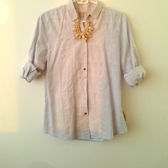 Burberry plaid blue button up shirt
