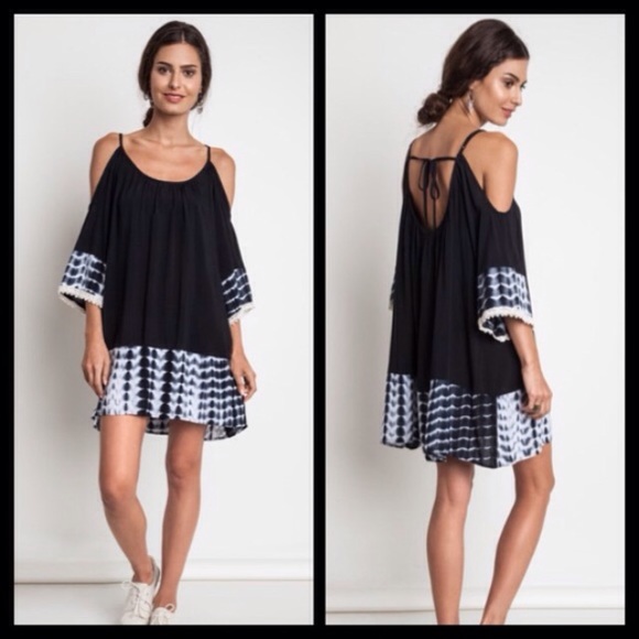 ❗️LAST❗️️ Tie Dye Cold Shoulder Crochet Dress - Picture 4 of 4