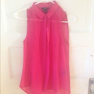 Slightly sheer pink collared tank