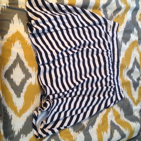 Blue and white striped skirt