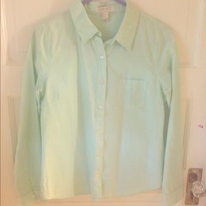 Mint green button down