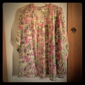 Floral Print Sheer Kimono