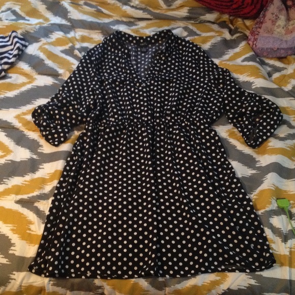 Black polka dotted dress