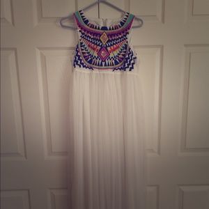 White Aztec Maxi Dress