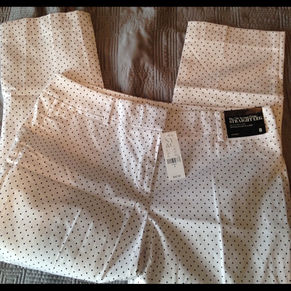 White and black polka dot pants