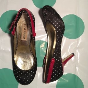 STEVE MADDED Polkadot Pumps with Red & Gold Trim