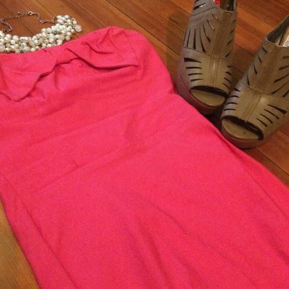 Hot pink strapless dress