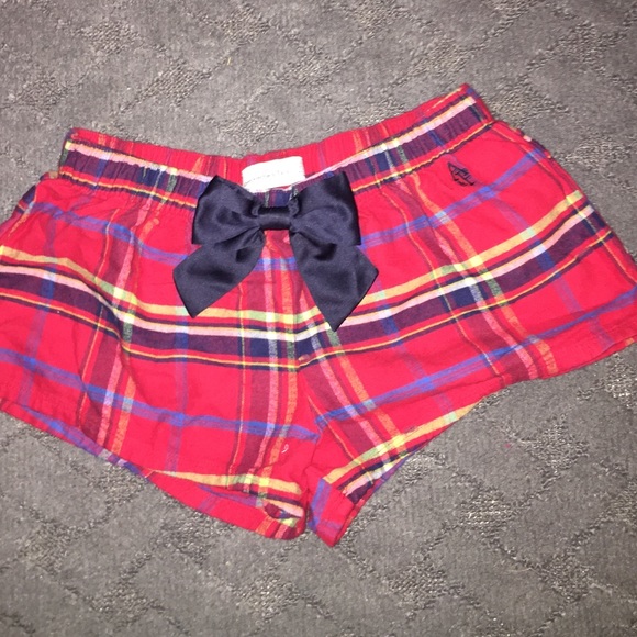 Red plaid pajama shorts