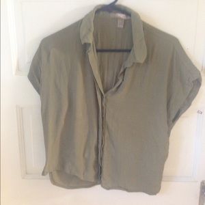 Pale Army green sleeveless collared shirt