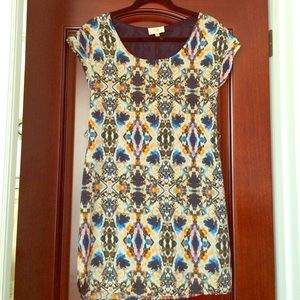 geometric watercolor print short sleeve dress