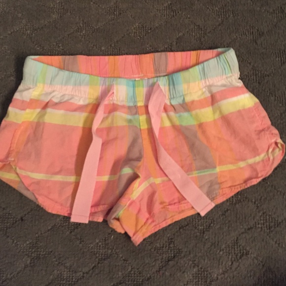 Pink plaid pajama shorts