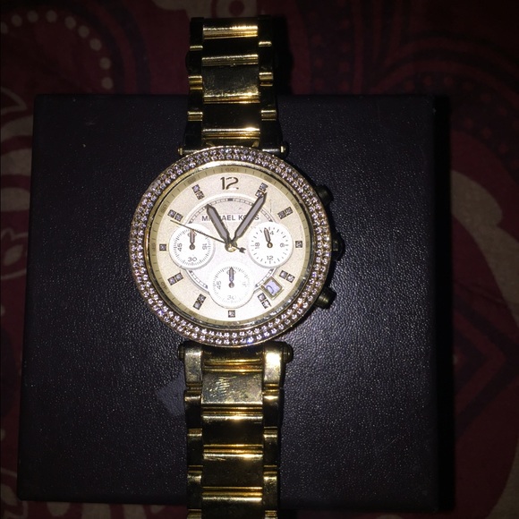 Gold Michael Kor Diamond Watch