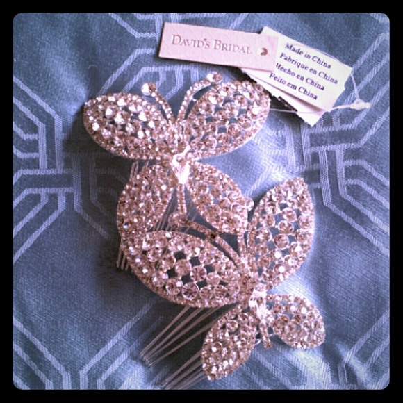 Brand New David Bridal Chasing Butterfly Comb Set!