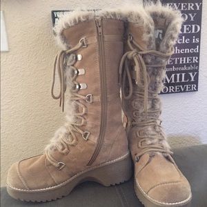 Report camel color fur boots