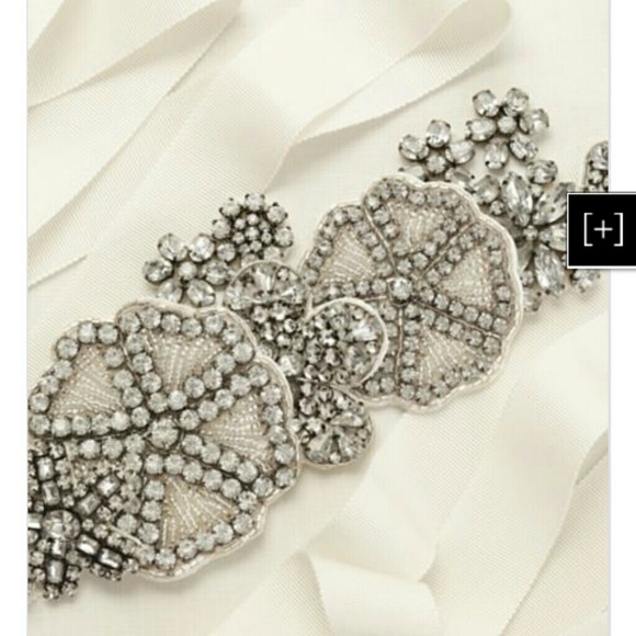 NEW! Grosgrain Sash with Crystal& Bead Embellishme