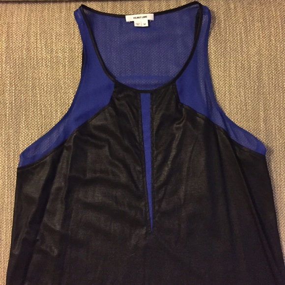 Helmut Lang sheer cobalt and liquid black top - Picture 2 of 4