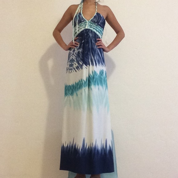 Cynthia Rowley Resort Tie Dye Halter Maxi Dress