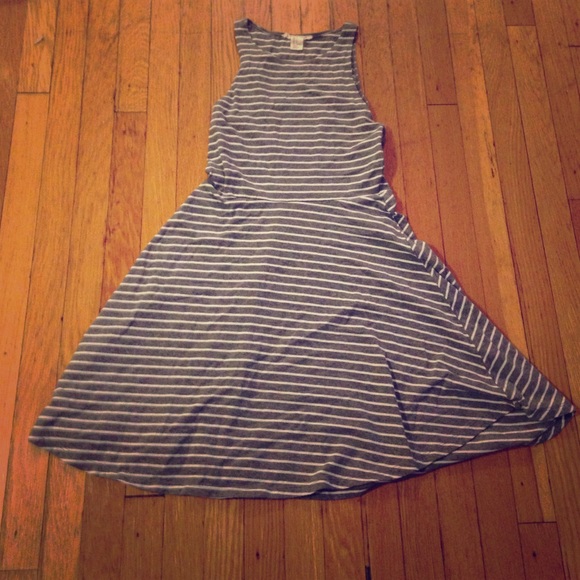 Grey and white striped Forever 21 dress.