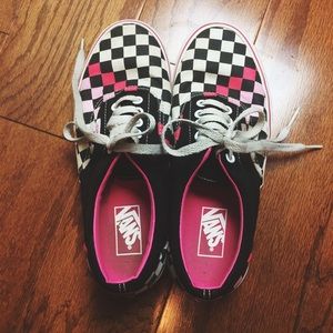 Pink, Black, & White Checkered Vans