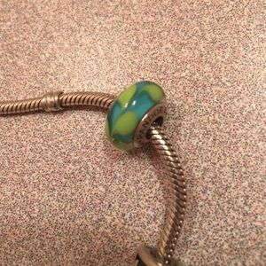 Pandora authentic painted charm blue and green