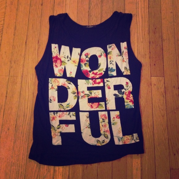 Black "wonderful" tank top