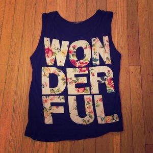 Black "wonderful" tank top