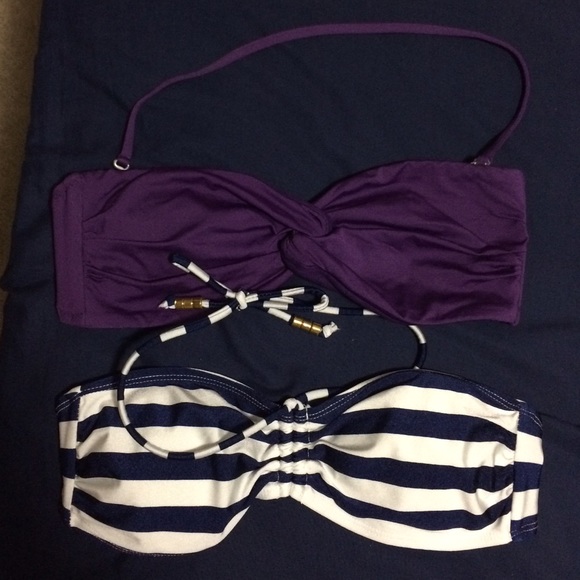 Bandeau bikini top bundle - purple and striped