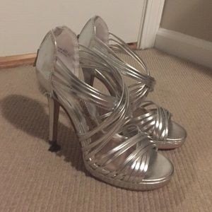 Chinese Laundry Silver Strappy Heels