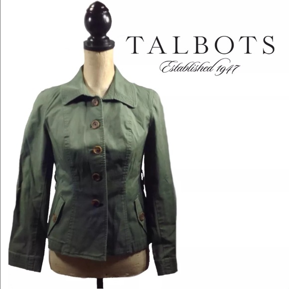 NWT Talbots Petites Olive Green Cotton Jacket