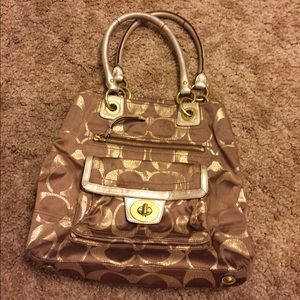 Coach gold tan purse authentic canvas