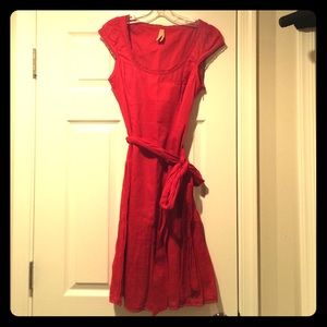 maeve for Anthropologie coral red dress