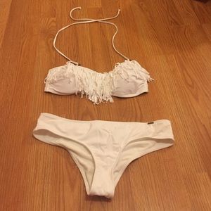 Hollister white bandeau swimsuit set