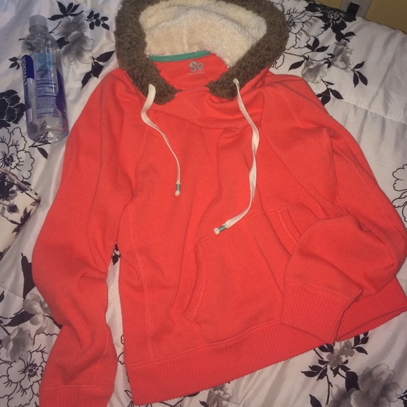 Orange Hoodie w/ fuzzy hood