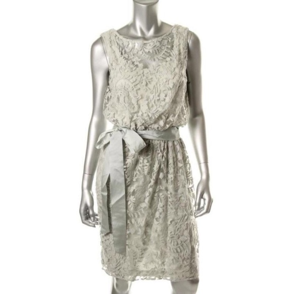 Robe Adrianna Papell En Dentelle Verte Et Bleue - Taille 4, Sans Manches - Occasion En Très Bon état