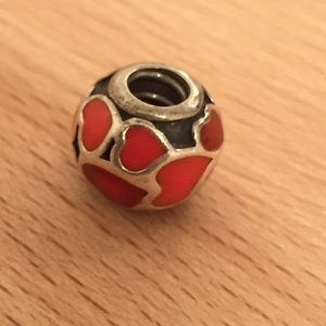 Pandora sterling silver red enamel heart charm