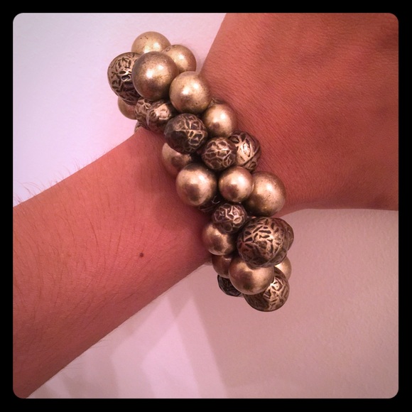 Rustic gold beaded elastic bracelet