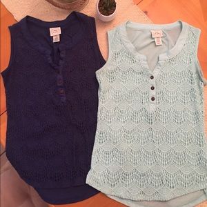 Two lace front sleeveless tops