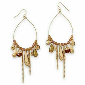 Gold Tone Pear Shape Drop Fashion Earrings