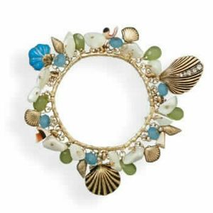 Gold Tone Sea Shore Themed Stretch  Bracelet